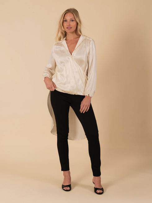 High-Low Wrap Blouse